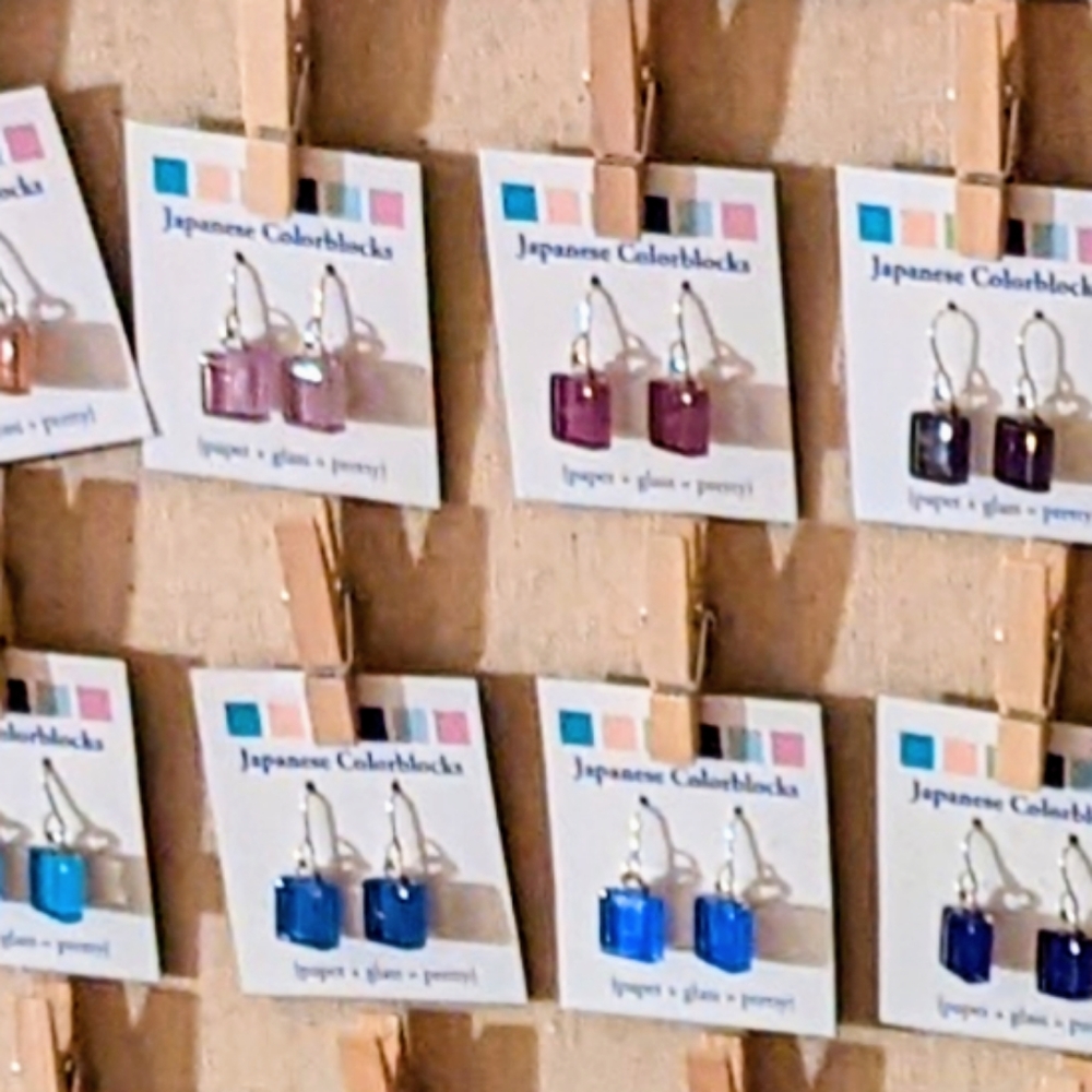 New Petite Glass White Earrings Sterling Silver Dangling Hooks - Picture 3 of 3